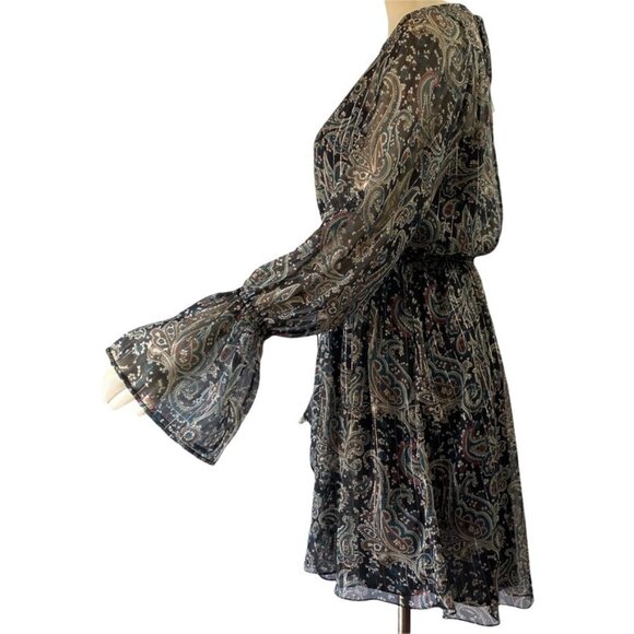 Joie Manning Sheer Paisley Popover Flare Dres - Picture 4 of 11